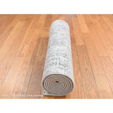 Load image into Gallery viewer, 2&#39;5&quot;x5&#39;10&quot; Granite Black, Hand Loomed, Broken And Erased Mamluk Design, Wool And Art Silk, Runner Oriental Rug FWR524046