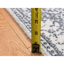 Load image into Gallery viewer, 2&#39;5&quot;x5&#39;10&quot; Granite Black, Hand Loomed, Broken And Erased Mamluk Design, Wool And Art Silk, Runner Oriental Rug FWR524046