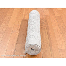 Load image into Gallery viewer, 2&#39;6&quot;x6&#39; Ivory, Broken and Erased Tone on Tone Persian Fish Mahi Pattern, Wool and Silk, Blend, Hand Knotted, Runner Oriental Rug FWR524076