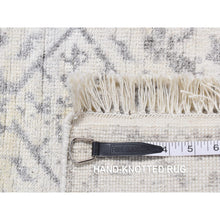 Load image into Gallery viewer, 2&#39;6&quot;x6&#39; Ivory, Broken and Erased Tone on Tone Persian Fish Mahi Pattern, Wool and Silk, Blend, Hand Knotted, Runner Oriental Rug FWR524076