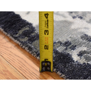 2'7"x5'9" Abbey Black, Galaxy Design, Wool and Silk, Hand Knotted, Runner Oriental Rug FWR524082