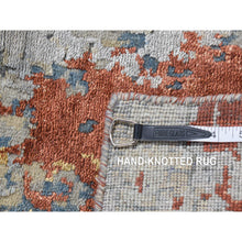 Load image into Gallery viewer, 2&#39;6&quot;x5&#39;10&quot; Goose Gray, Wool and Silk, Abstract with Fire Mosaic Design, Hand Knotted, Runner Oriental Rug FWR524106