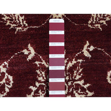 Load image into Gallery viewer, 2&#39;8&quot;x6&#39; Sangria Red, Pure Wool, Tone On Tone, Abarasque Design Agra, Hand Knotted, Runner Oriental Rug FWR524124