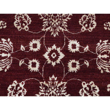 Load image into Gallery viewer, 2&#39;8&quot;x6&#39; Sangria Red, Pure Wool, Tone On Tone, Abarasque Design Agra, Hand Knotted, Runner Oriental Rug FWR524124