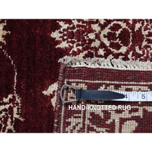 Load image into Gallery viewer, 2&#39;8&quot;x6&#39; Sangria Red, Pure Wool, Tone On Tone, Abarasque Design Agra, Hand Knotted, Runner Oriental Rug FWR524124