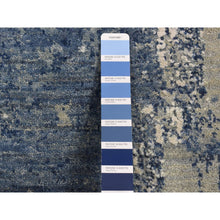 Load image into Gallery viewer, 8&#39;1&quot;x8&#39;1&quot; Prussian Blue, Oceanic Abstract Design, Wool And Pure Silk, Hand Knotted, Round Oriental Rug FWR524136