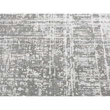 Load image into Gallery viewer, 8&#39;2&quot;x8&#39;2&quot; Carbon Gray, Wool And Silk, Abstract Criss Cross Design, Hand Knotted, Round Oriental Rug FWR524166