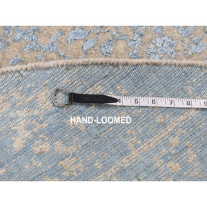 7'10"x7'10" Trout Gray, Persian Design, Soft to Touch, Denser Weave, Hand Knotted, Broken Wool and Silk, Round Oriental Rug FWR542682