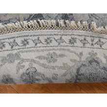 Load image into Gallery viewer, 8&#39;1&quot;x8&#39;1&quot; Battleship Gray, Heriz Design, Wool And Silk, Hi-lo Pile, Hand Knotted, Round Oriental Rug FWR524196