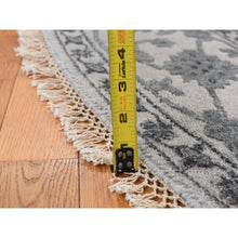 Load image into Gallery viewer, 8&#39;1&quot;x8&#39;1&quot; Battleship Gray, Heriz Design, Wool And Silk, Hi-lo Pile, Hand Knotted, Round Oriental Rug FWR524196