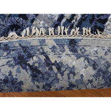 Load image into Gallery viewer, 7&#39;10&quot;x7&#39;10&quot; Millennium Blue, Wool And Silk, Shibori Design, Tone On Tone, Hand Knotted, Round Oriental Rug FWR524202