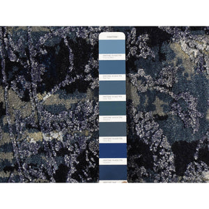 7'10"x7'10" Millennium Blue, Wool And Silk, Shibori Design, Tone On Tone, Hand Knotted, Round Oriental Rug FWR524202