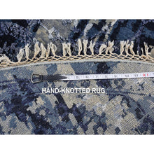 Load image into Gallery viewer, 7&#39;10&quot;x7&#39;10&quot; Millennium Blue, Wool And Silk, Shibori Design, Tone On Tone, Hand Knotted, Round Oriental Rug FWR524202