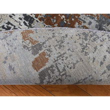 Load image into Gallery viewer, 6&#39;x9&#39; Cinnamon Brown, Oval Abstract Galaxy Design, Wool And Pure Silk, Hand Knotted, Round Oriental Rug FWR524220