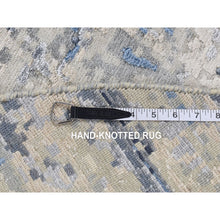 Load image into Gallery viewer, 6&#39;x6&#39; Sky Blue, Broken Mosaic Design, Wool And Silk, Hand Knotted, Round Oriental Rug FWR524244