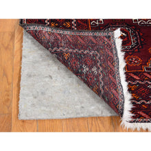 Load image into Gallery viewer, 3&#39;4&quot;x5&#39;10&quot; Maroon Red, Vintage Tourkaman Bokara Gul Motif, Pure Wool, Hand Knotted, Wide Runner Oriental Rug FWR524262