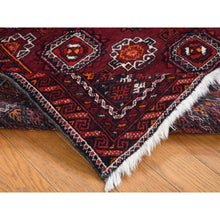 Load image into Gallery viewer, 3&#39;4&quot;x5&#39;10&quot; Maroon Red, Vintage Tourkaman Bokara Gul Motif, Pure Wool, Hand Knotted, Wide Runner Oriental Rug FWR524262