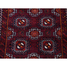 Load image into Gallery viewer, 3&#39;4&quot;x5&#39;10&quot; Maroon Red, Vintage Tourkaman Bokara Gul Motif, Pure Wool, Hand Knotted, Wide Runner Oriental Rug FWR524262