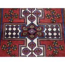 Load image into Gallery viewer, 3&#39;5&quot;x5&#39;3&quot; Cardinals Red, New Persian Hamadan With Cross Design, Pure Wool, Hand Knotted, Oriental Rug FWR524274