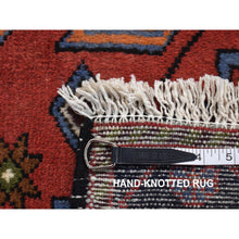 Load image into Gallery viewer, 3&#39;5&quot;x6&#39;10&quot; Lychee Red, Sheared Low and Cropped Thin, Good Condition Vintage Persian Shiraz With Wool Foundation, Sides and Ends Secured, Professionally Cleaned, Evenly Worn Pure Wool, Distressed Hand Knotted Oriental Rug FWR516372