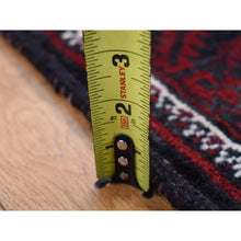 Load image into Gallery viewer, 3&#39;8&quot;x8&#39; Vermilion Red, Vintage Persian Baluch, Repetitive Gul Motif with Peacocks Design, Pure Wool, Hand Knotted, Wide Runner Oriental Rug FWR524310