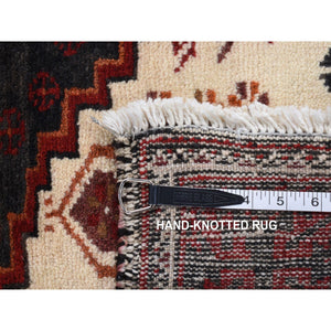 3'8"x9'3" Brown Overdyed with Touches of Blue, Vintage Persian Bibikabad, Sheared Low, Clean, Pure Wool, Hand Knotted Wide Runner Oriental Rug FWR491232