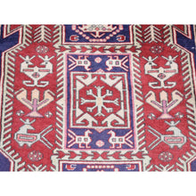 Load image into Gallery viewer, 3&#39;8&quot;x10&#39; Independence Blue, Vintage Persian Northeast, Oblengated Geometric Motifs, Pure Wool, Hand Knotted, Wide Runner Oriental Rug FWR524316