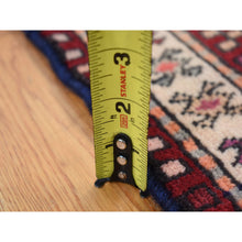 Load image into Gallery viewer, 3&#39;8&quot;x10&#39; Independence Blue, Vintage Persian Northeast, Oblengated Geometric Motifs, Pure Wool, Hand Knotted, Wide Runner Oriental Rug FWR524316