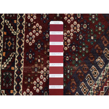 Load image into Gallery viewer, 4&#39;1&quot;x5&#39;9&quot; Millennium Blue, Vintage Persian Shiraz Intricate Design, Pure Wool, Hand Knotted, Oriental Rug FWR524394