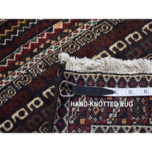 Load image into Gallery viewer, 4&#39;1&quot;x5&#39;9&quot; Millennium Blue, Vintage Persian Shiraz Intricate Design, Pure Wool, Hand Knotted, Oriental Rug FWR524394