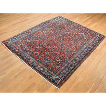 Load image into Gallery viewer, 7&#39;3&quot;x9&#39;7&quot; Fire Brick Red, Antique Persian Heriz With Fish Mahi All Over Design, Full Pile, Hand Knotted, Mint Condition, Pure Wool, Clean, Oriental Rug FWR524406