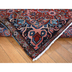 7'3"x9'7" Fire Brick Red, Antique Persian Heriz With Fish Mahi All Over Design, Full Pile, Hand Knotted, Mint Condition, Pure Wool, Clean, Oriental Rug FWR524406