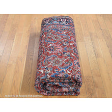 Load image into Gallery viewer, 7&#39;3&quot;x9&#39;7&quot; Fire Brick Red, Antique Persian Heriz With Fish Mahi All Over Design, Full Pile, Hand Knotted, Mint Condition, Pure Wool, Clean, Oriental Rug FWR524406