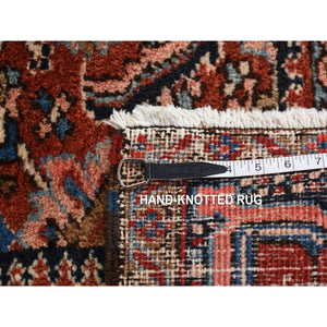 7'3"x9'7" Fire Brick Red, Antique Persian Heriz With Fish Mahi All Over Design, Full Pile, Hand Knotted, Mint Condition, Pure Wool, Clean, Oriental Rug FWR524406