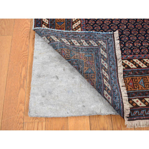 4'4"x6'10" Yankees Blue, Antique Persian Afshar With All Over Small Repetitive Boteh Design, Mint Condition, Soft And Clean, Hand Knotted, Pure Wool, Oriental Rug FWR524424