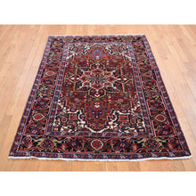 Load image into Gallery viewer, 4&#39;7&quot;x6&#39;8&quot; Barn Red, Semi Antique Persian Heriz, Mint Condition, Hand Knotted, Pure Wool, Soft And Clean, Rare Smaller Size, Oriental Rug FWR524430