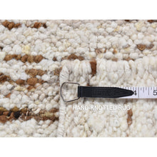 Load image into Gallery viewer, 1&#39;8&quot;x1&#39;8&quot; Ivory, Modern Thick Chunky Texture, 100% Wool, Hand Knotted, Sample Fragment, Square Oriental Rug FWR524448