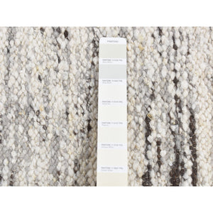 1'10"x1'10" Ivory, 100% Wool, Hand Knotted, Thick Chunky Texture, Natural Undyed Wool, Sample Fragment, Square Oriental Rug FWR524454