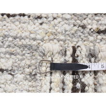 Load image into Gallery viewer, 1&#39;10&quot;x1&#39;10&quot; Ivory, 100% Wool, Hand Knotted, Thick Chunky Texture, Natural Undyed Wool, Sample Fragment, Square Oriental Rug FWR524454