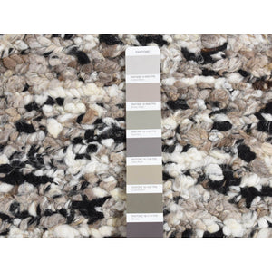 1'9"x1'9" Salt and Pepper Color, 100% Wool, Hand Knotted, Salt and Pepper Design, Sample Fragment, Square Oriental Rug FWR524466