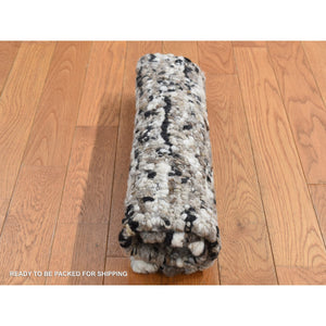 1'9"x1'9" Salt and Pepper Color, 100% Wool, Hand Knotted, Salt and Pepper Design, Sample Fragment, Square Oriental Rug FWR524466