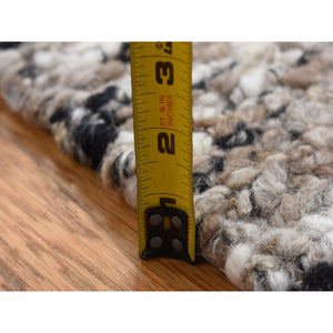 1'9"x1'9" Salt and Pepper Color, 100% Wool, Hand Knotted, Salt and Pepper Design, Sample Fragment, Square Oriental Rug FWR524466