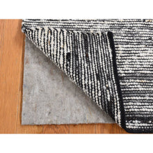 Load image into Gallery viewer, 2&#39;x2&#39; Ivory with Black, 100% Wool, Looped and Uncut Pile, Big Knots, Hand Loomed, Natural Undyed Wool, Sample Fragment, Square Oriental Rug FWR524472