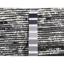 Load image into Gallery viewer, 2&#39;x2&#39; Ivory with Black, 100% Wool, Looped and Uncut Pile, Big Knots, Hand Loomed, Natural Undyed Wool, Sample Fragment, Square Oriental Rug FWR524472