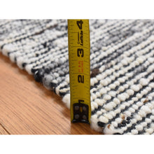Load image into Gallery viewer, 2&#39;x2&#39; Ivory with Black, 100% Wool, Looped and Uncut Pile, Big Knots, Hand Loomed, Natural Undyed Wool, Sample Fragment, Square Oriental Rug FWR524472
