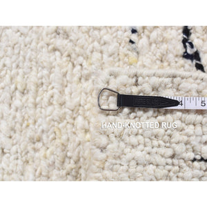 1'9"x1'9" Ivory, 100% Wool, Hand Knotted, Thick Chunky Texture, Sample Fragment, Natural Wool, Looped Pile, Square Oriental Rug FWR524478