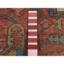 Load image into Gallery viewer, 9&#39;9&quot;x12&#39;6&quot; Daisy White, Antique Persian Serapi Heriz, Even Wear, Hand Knotted, Pure Wool, Sides And Ends Professionally Secured, Cleaned, Harmonizing Color Combination, Oriental Rug FWR524544