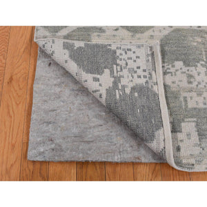 5'10"x9' Gainsboro Gray, Oushak Repetitive Botteh Design With Washed Out Colors, Pure Wool, Hand Knotted, Oriental Rug FWR524562