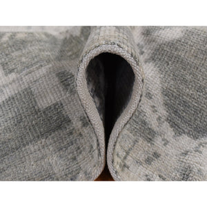 5'10"x9' Gainsboro Gray, Oushak Repetitive Botteh Design With Washed Out Colors, Pure Wool, Hand Knotted, Oriental Rug FWR524562