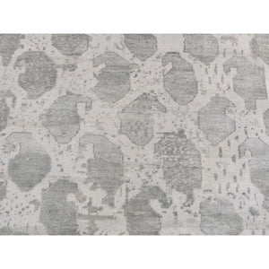 5'10"x9' Gainsboro Gray, Oushak Repetitive Botteh Design With Washed Out Colors, Pure Wool, Hand Knotted, Oriental Rug FWR524562